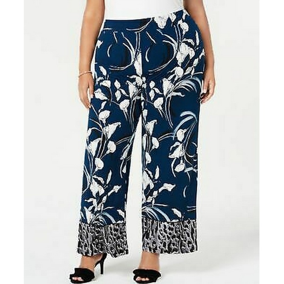 Alfani Women's Pull On Wide Leg Pants Green Size 14